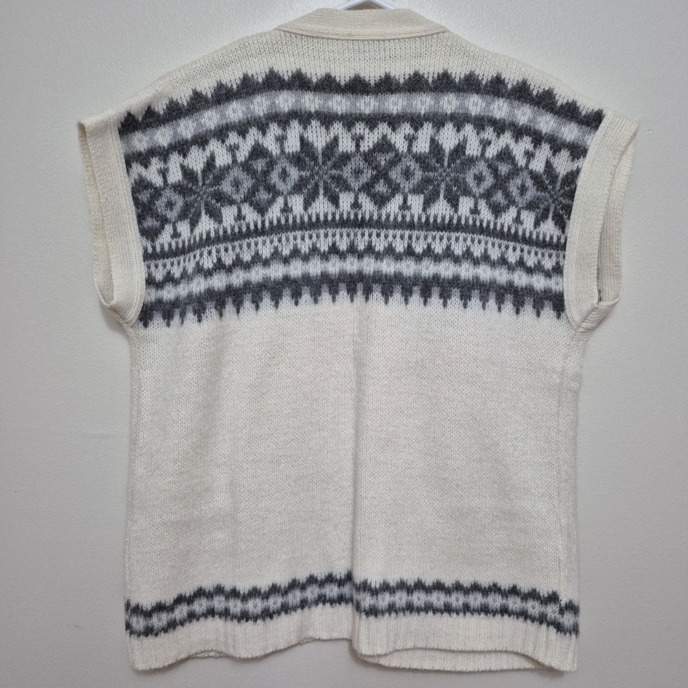 Ice Castles Women's Cream Vintage Fair Isle Knit Open Front Vest Size M/L - Picture 7 of 7